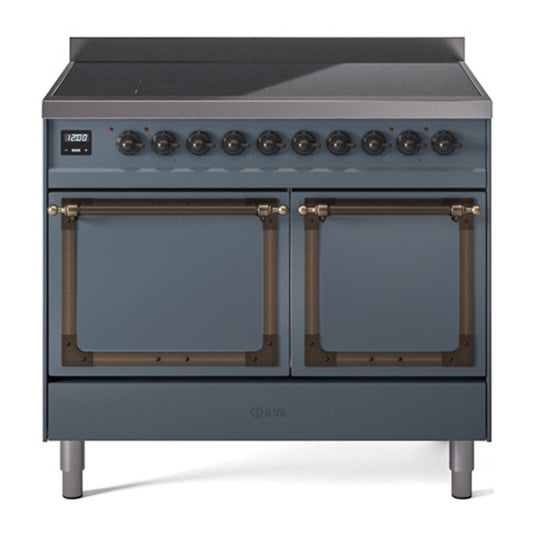 ILVE Nostalgie II Noblesse 40" Blue Grey Induction Range with 6 Elements Solid Door