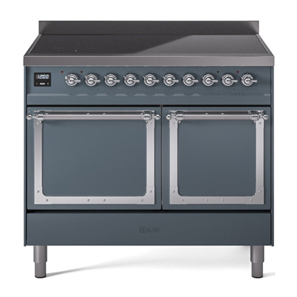ILVE Nostalgie II Noblesse 40" Blue Grey Induction Range with 6 Elements Solid Door