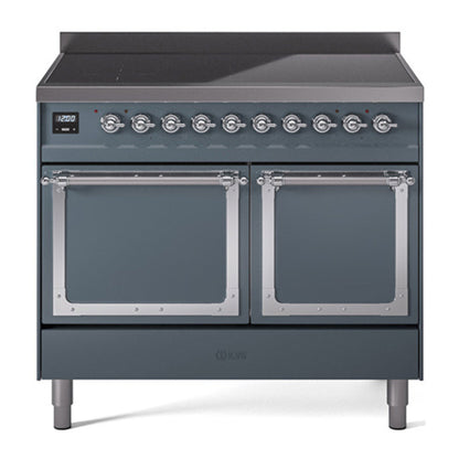 ILVE Nostalgie II Noblesse 40" Blue Grey Induction Range with 6 Elements Solid Door