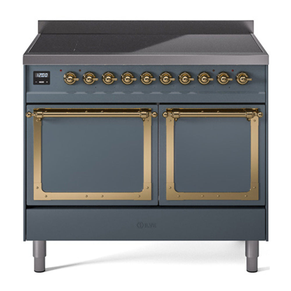 ILVE Nostalgie II Noblesse 40" Blue Grey Induction Range with 6 Elements Solid Door
