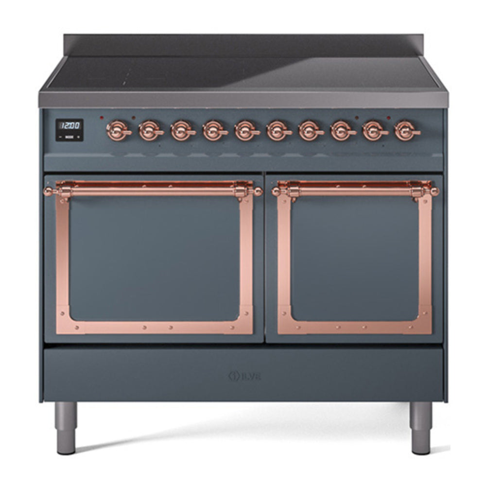 ILVE Nostalgie II Noblesse 40" Blue Grey Induction Range with 6 Elements Solid Door