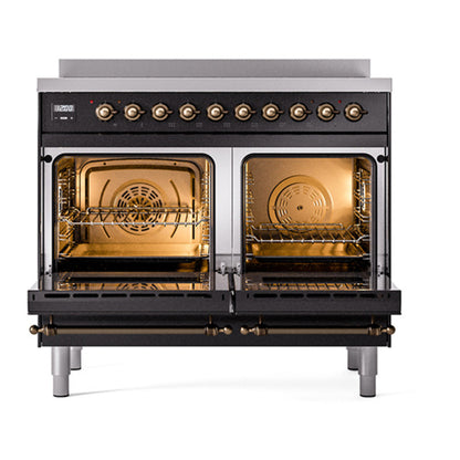 ILVE Nostalgie II Noblesse 40" Glossy Black Induction Range with 6 Elements Solid Door