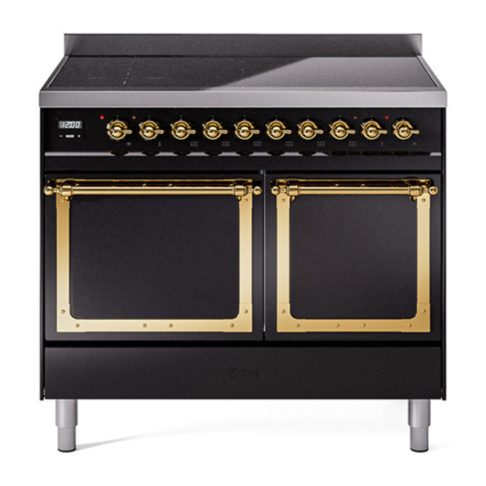 ILVE Nostalgie II Noblesse 40" Glossy Black Induction Range with 6 Elements Solid Door
