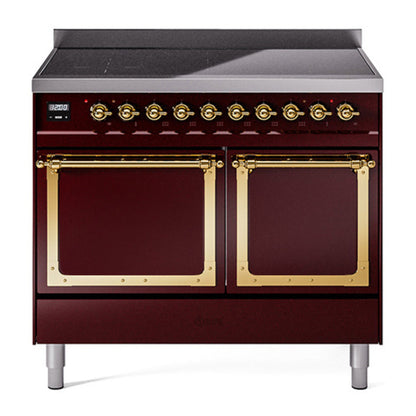 ILVE Nostalgie II Noblesse 40" Burgundy Induction Range with 6 Elements Solid Door