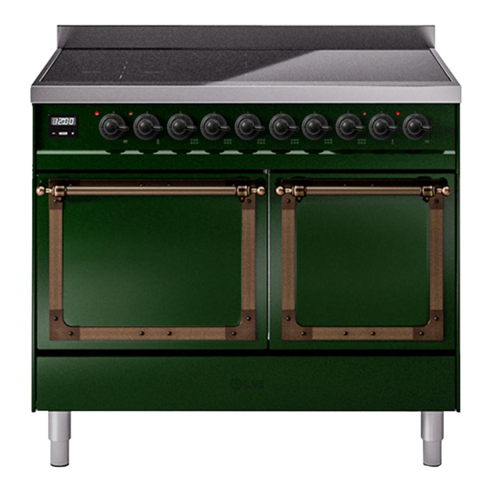ILVE Nostalgie II Noblesse 40" Emerald Green Induction Range with 6 Elements Solid Door