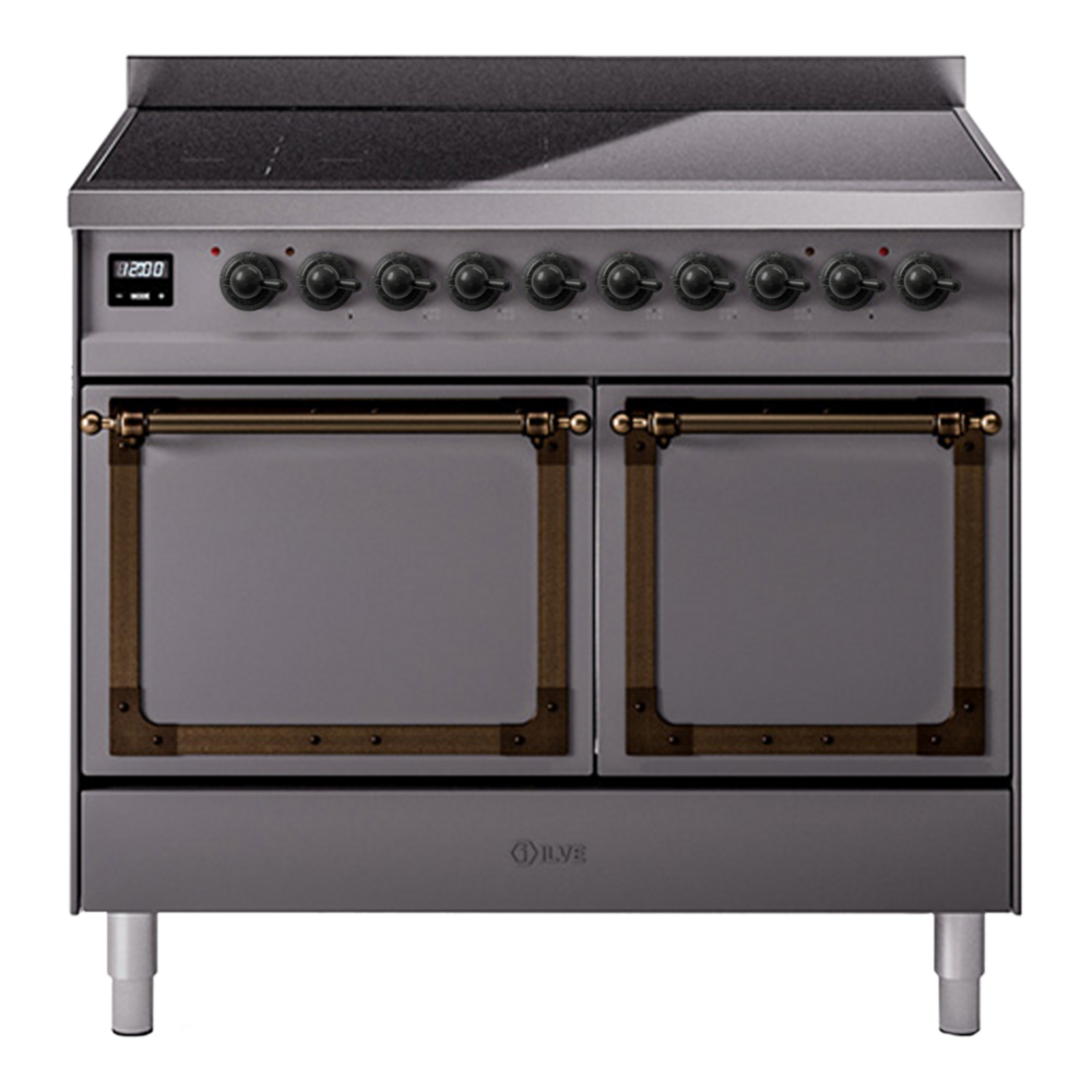 ILVE Nostalgie II Noblesse 40" Graphite Matte Induction Range with 6 Elements Solid Door