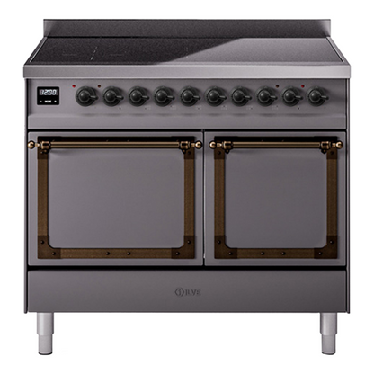 ILVE Nostalgie II Noblesse 40" Graphite Matte Induction Range with 6 Elements Solid Door