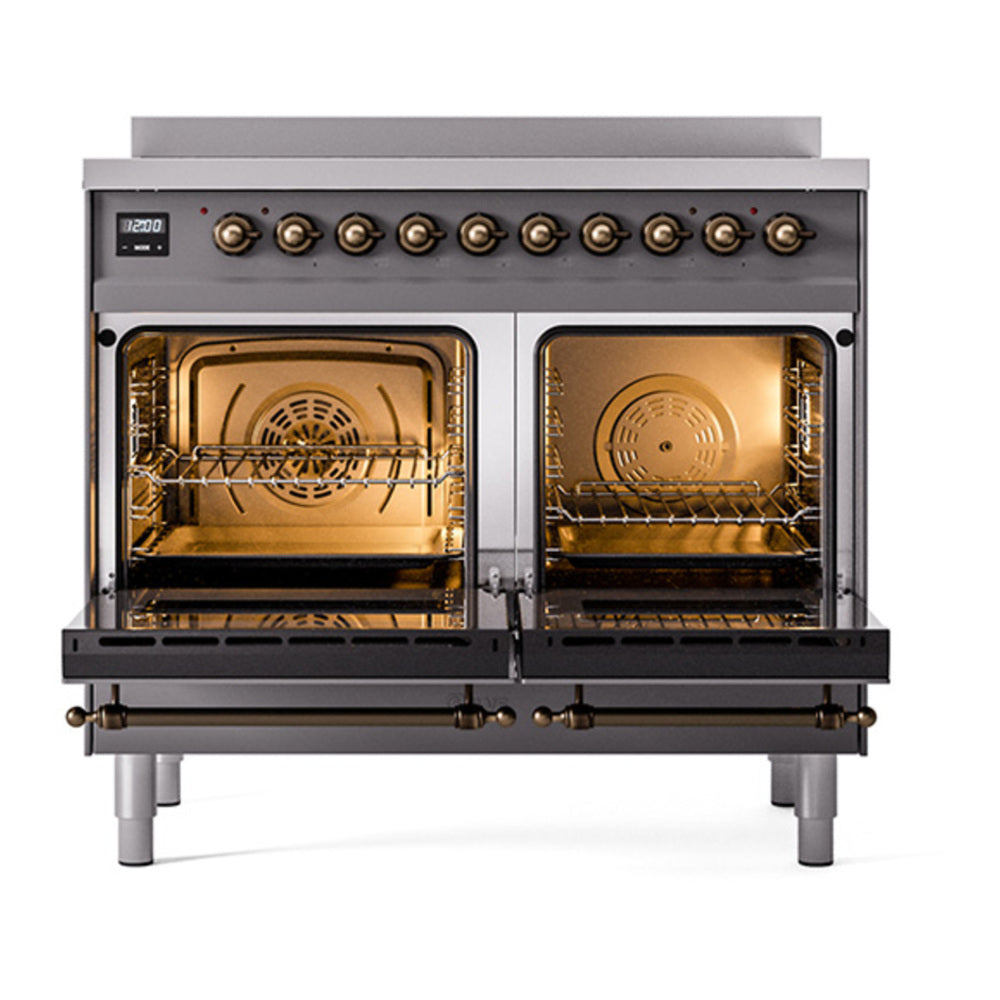 ILVE Nostalgie II Noblesse 40" Graphite Matte Induction Range with 6 Elements Solid Door