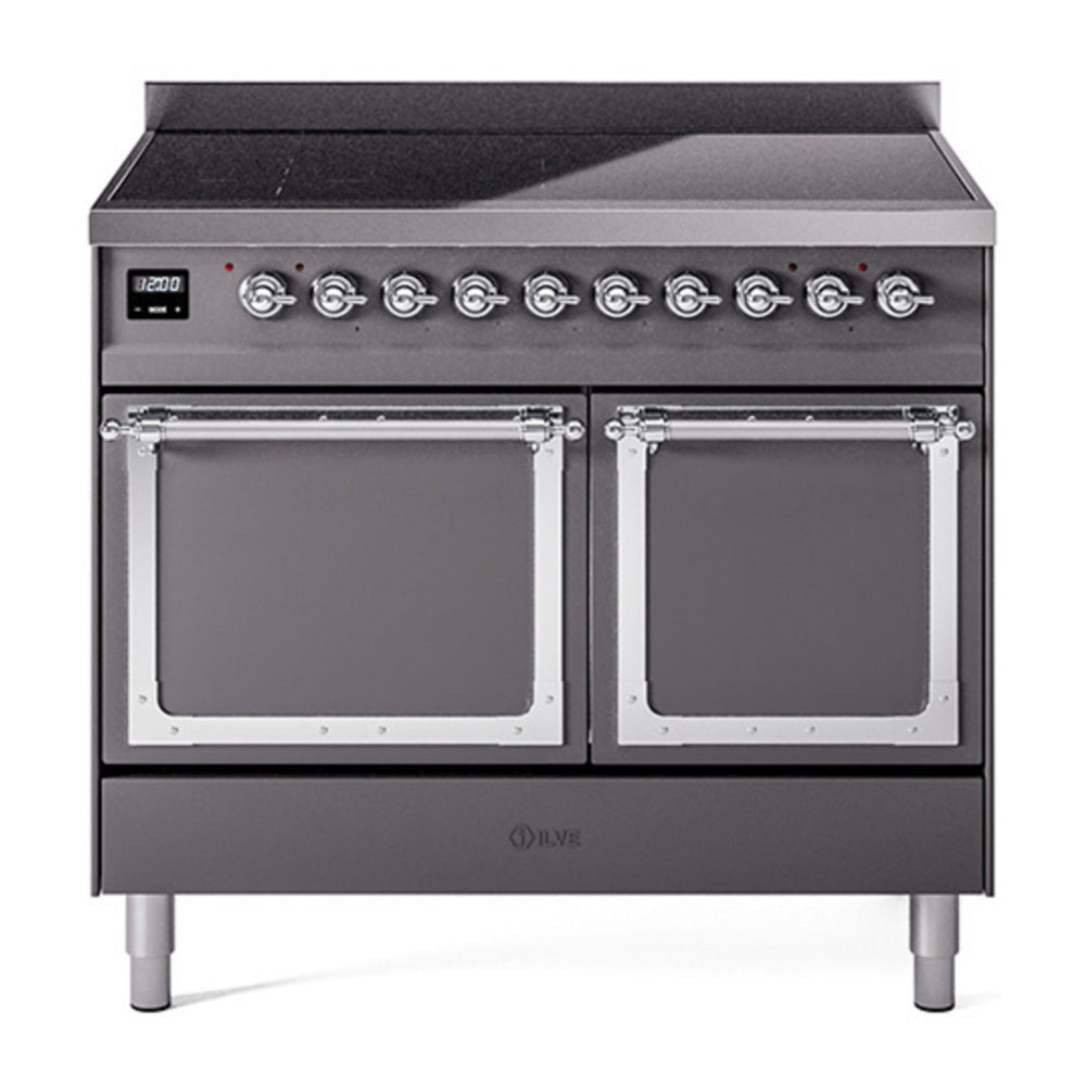 ILVE Nostalgie II Noblesse 40" Graphite Matte Induction Range with 6 Elements Solid Door