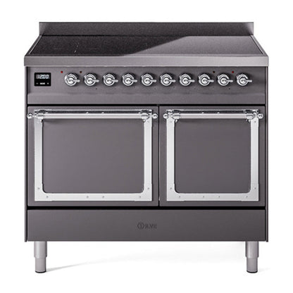 ILVE Nostalgie II Noblesse 40" Graphite Matte Induction Range with 6 Elements Solid Door
