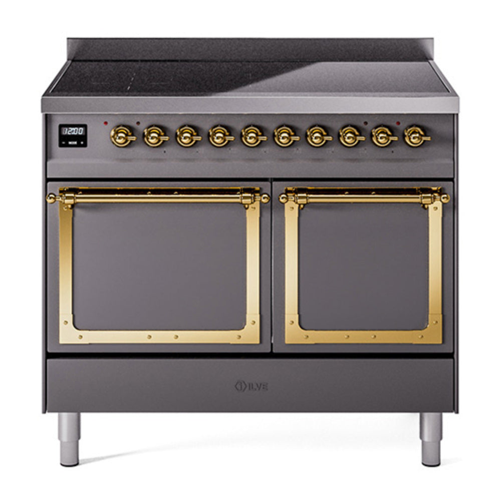 ILVE Nostalgie II Noblesse 40" Graphite Matte Induction Range with 6 Elements Solid Door