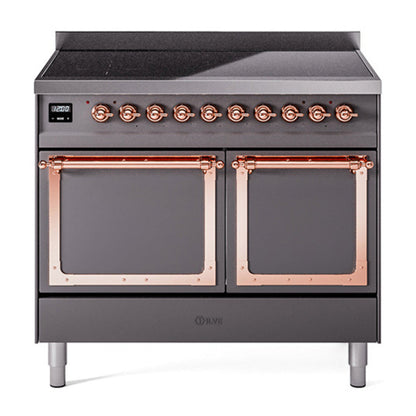 ILVE Nostalgie II Noblesse 40" Graphite Matte Induction Range with 6 Elements Solid Door