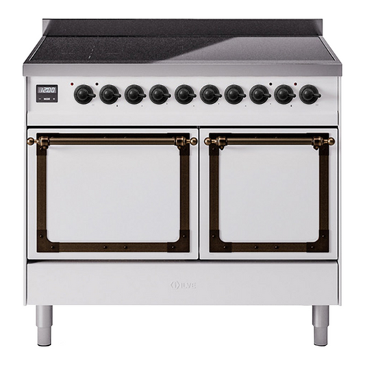 ILVE Nostalgie II Noblesse 40" White Induction Range with 6 Elements Solid Door
