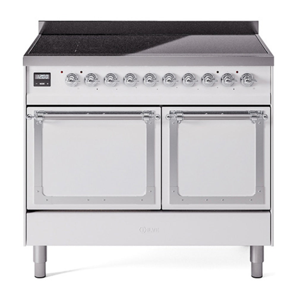 ILVE Nostalgie II Noblesse 40" White Induction Range with 6 Elements Solid Door