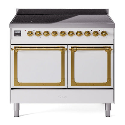 ILVE Nostalgie II Noblesse 40" White Induction Range with 6 Elements Solid Door