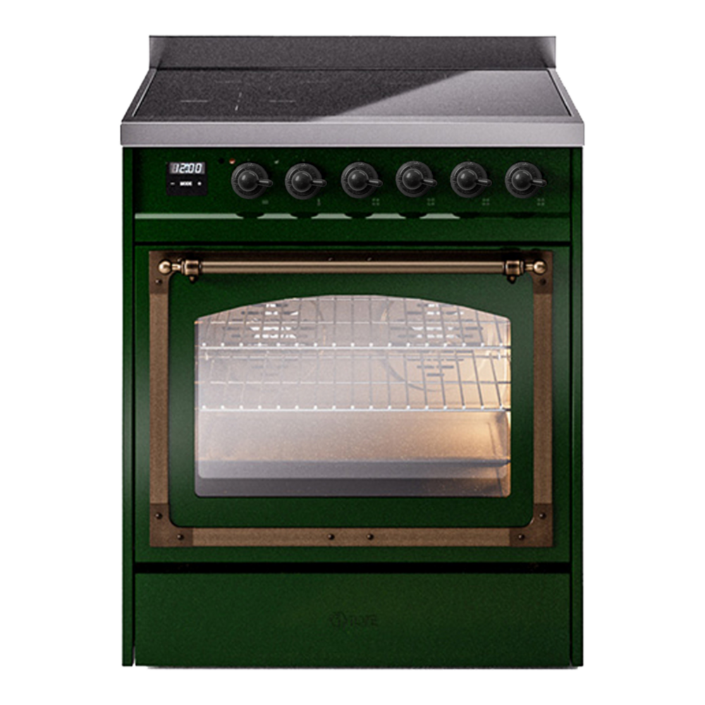 ILVE Nostalgie II Noblesse 30" Emerald Green Induction Range with 4 Elements Triple Glass Door