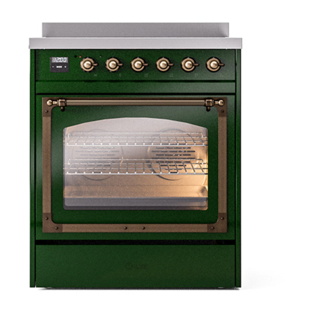 ILVE Nostalgie II Noblesse 30" Emerald Green Induction Range with 4 Elements Triple Glass Door