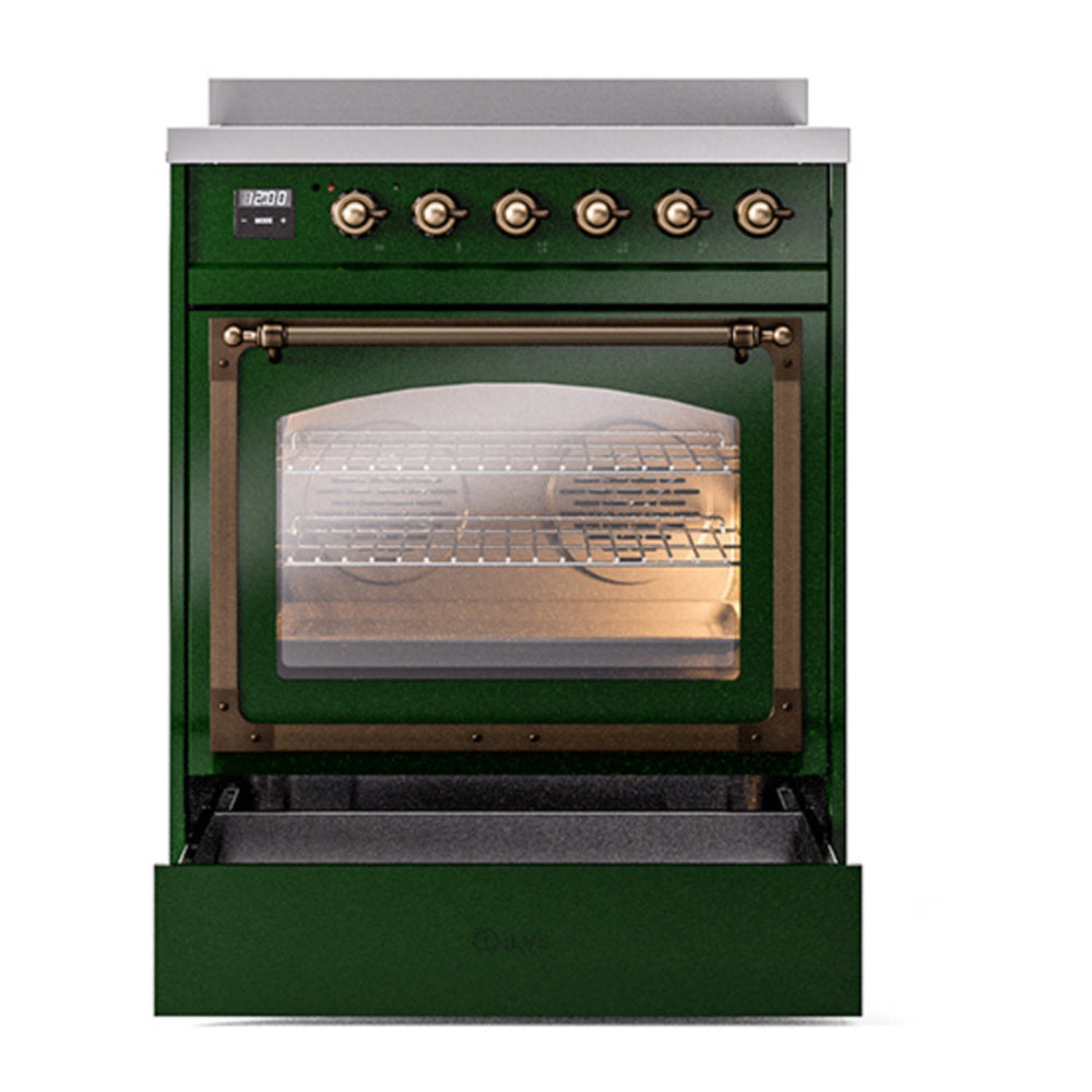 ILVE Nostalgie II Noblesse 30" Emerald Green Induction Range with 4 Elements Triple Glass Door