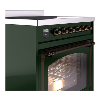 ILVE Nostalgie II Noblesse 30" Emerald Green Induction Range with 4 Elements Triple Glass Door