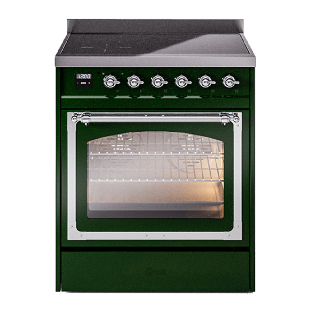 ILVE Nostalgie II Noblesse 30" Emerald Green Induction Range with 4 Elements Triple Glass Door