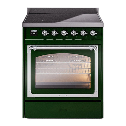 ILVE Nostalgie II Noblesse 30" Emerald Green Induction Range with 4 Elements Triple Glass Door