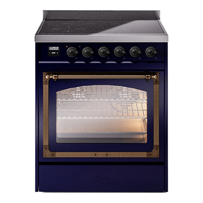ILVE Nostalgie II Noblesse 30" Midnight Blue Induction Range with 4 Elements Triple Glass Door