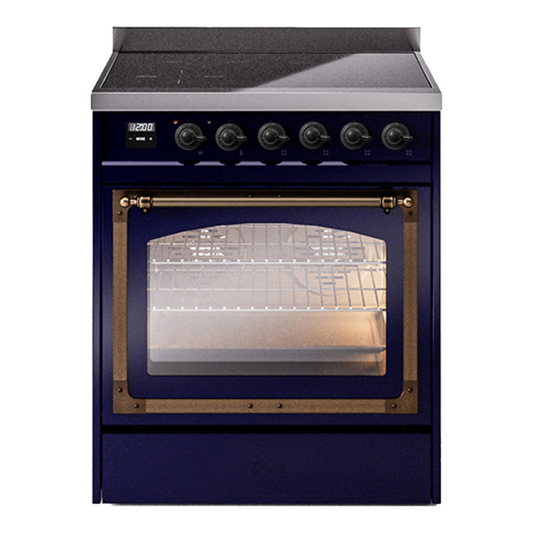 ILVE Nostalgie II Noblesse 30" Midnight Blue Induction Range with 4 Elements Triple Glass Door