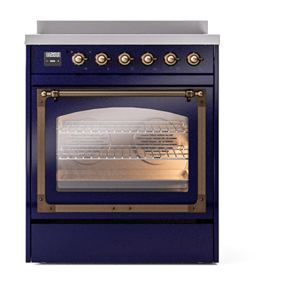 ILVE Nostalgie II Noblesse 30" Midnight Blue Induction Range with 4 Elements Triple Glass Door
