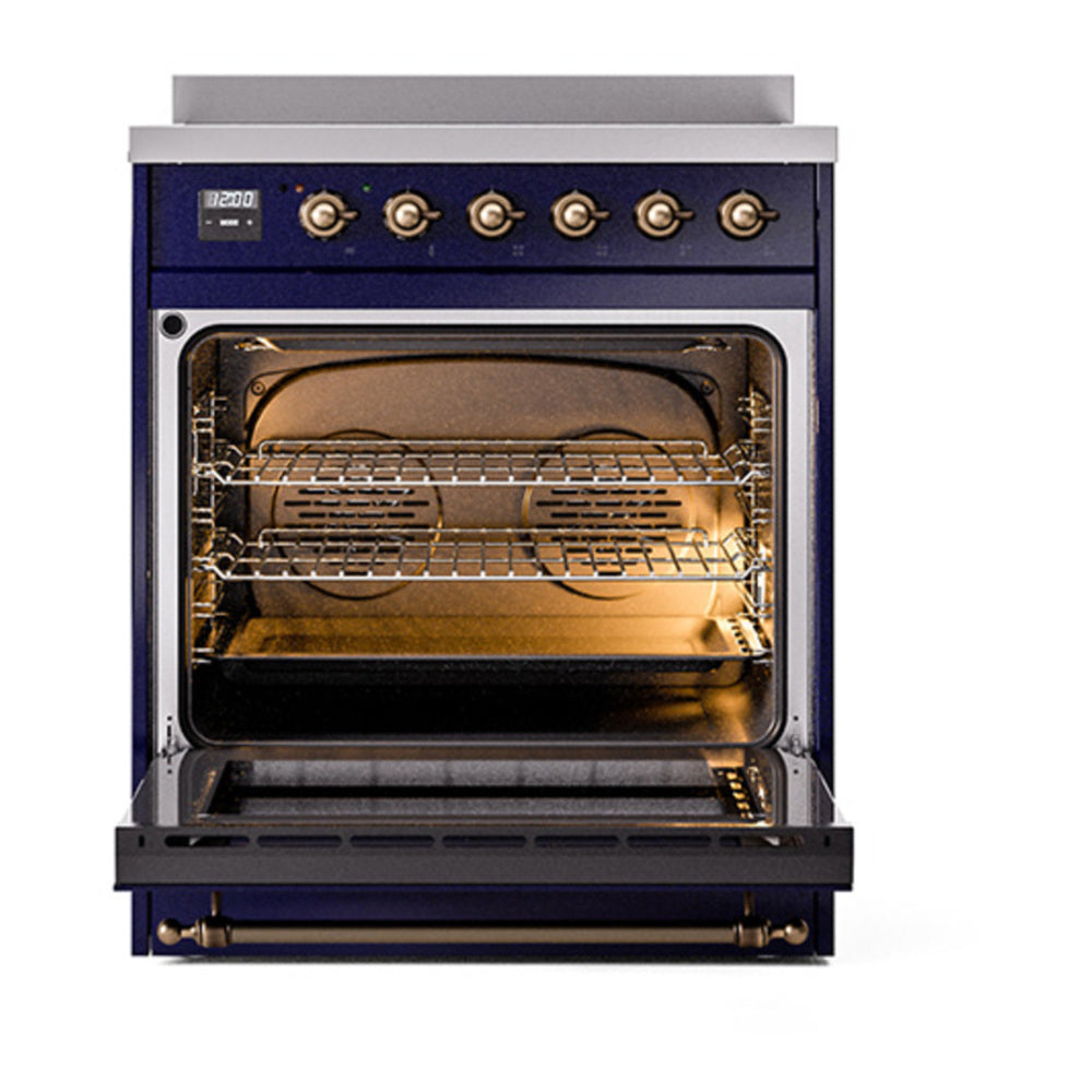 ILVE Nostalgie II Noblesse 30" Midnight Blue Induction Range with 4 Elements Triple Glass Door