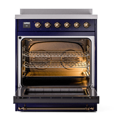 ILVE Nostalgie II Noblesse 30" Midnight Blue Induction Range with 4 Elements Triple Glass Door