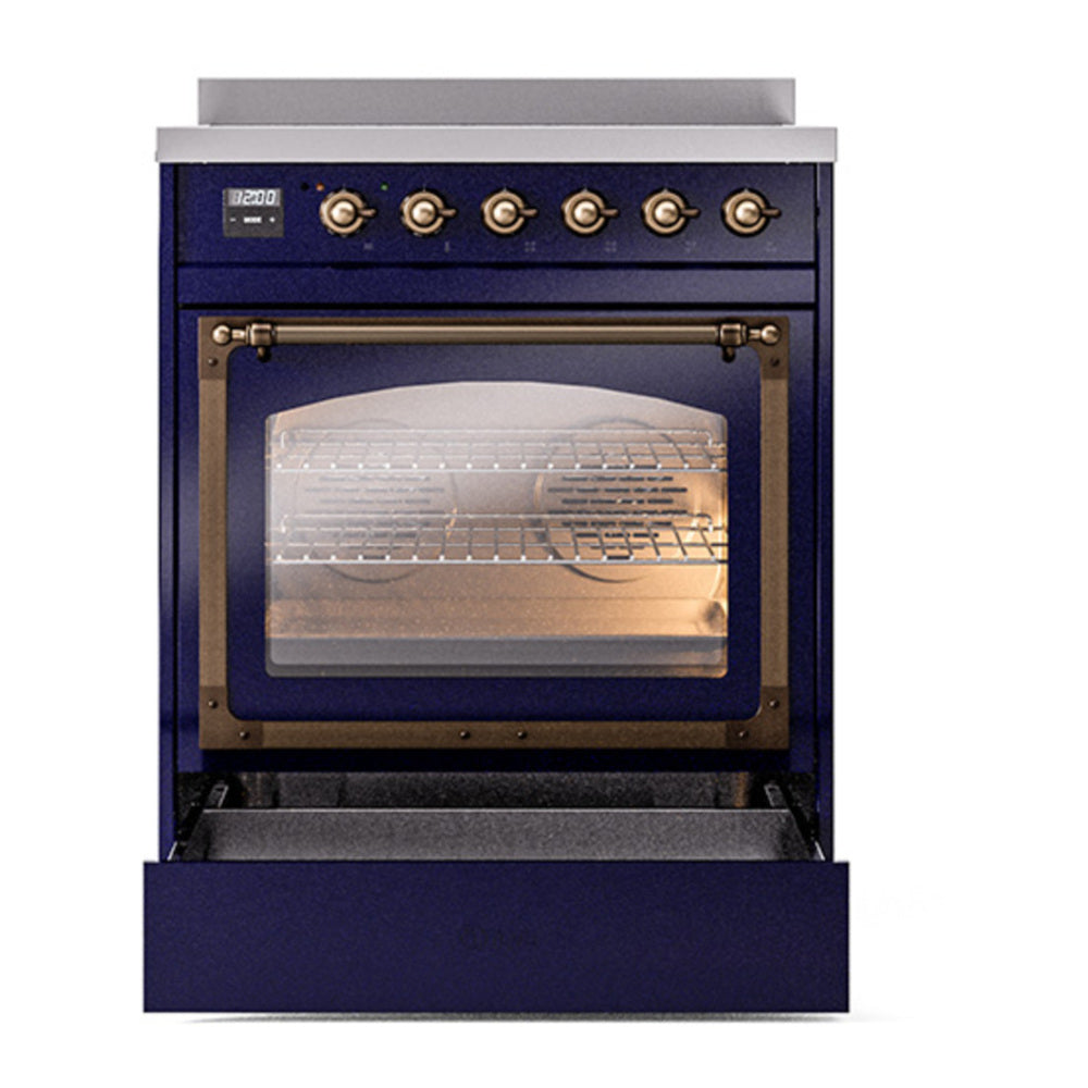 ILVE Nostalgie II Noblesse 30" Midnight Blue Induction Range with 4 Elements Triple Glass Door