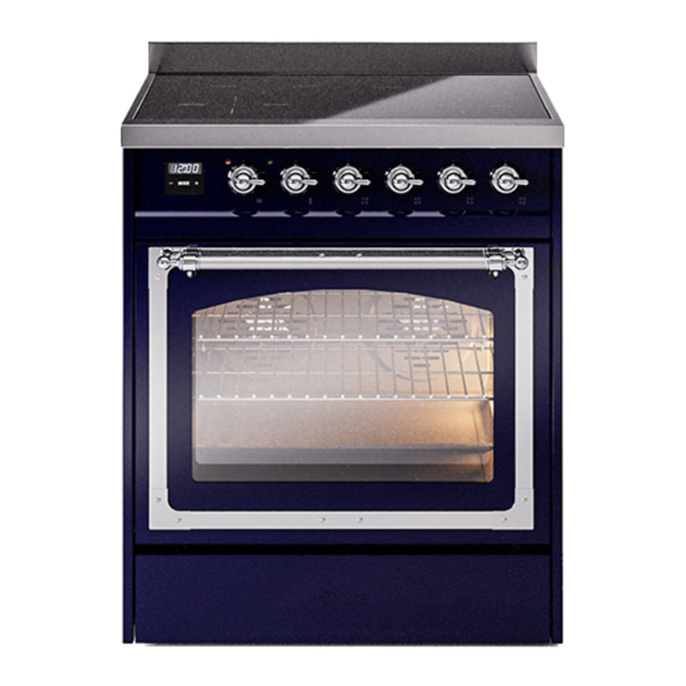 ILVE Nostalgie II Noblesse 30" Midnight Blue Induction Range with 4 Elements Triple Glass Door
