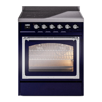 ILVE Nostalgie II Noblesse 30" Midnight Blue Induction Range with 4 Elements Triple Glass Door