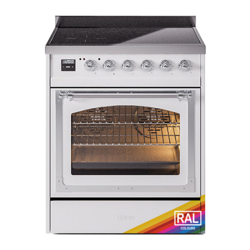 ILVE Nostalgie II Noblesse 30" RAL Induction Range with 4 Elements Triple Glass Door