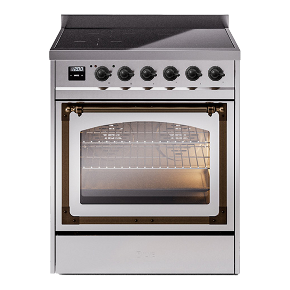 ILVE Nostalgie II Noblesse 30" Stainless Steel Induction Range with 4 Elements Triple Glass Door