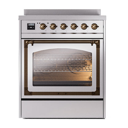 ILVE Nostalgie II Noblesse 30" Stainless Steel Induction Range with 4 Elements Triple Glass Door
