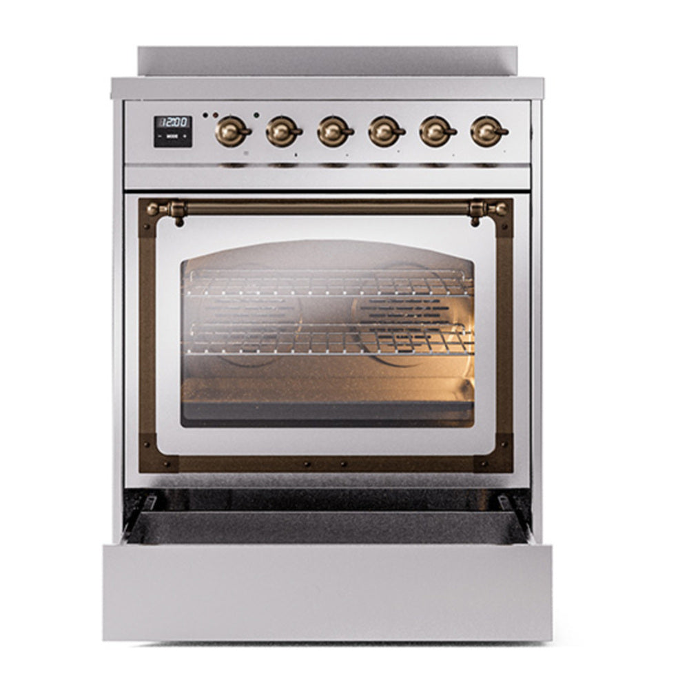 ILVE Nostalgie II Noblesse 30" Stainless Steel Induction Range with 4 Elements Triple Glass Door