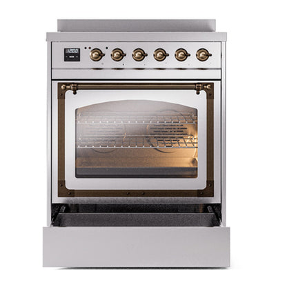 ILVE Nostalgie II Noblesse 30" Stainless Steel Induction Range with 4 Elements Triple Glass Door