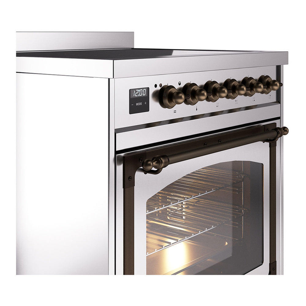 ILVE Nostalgie II Noblesse 30" Stainless Steel Induction Range with 4 Elements Triple Glass Door