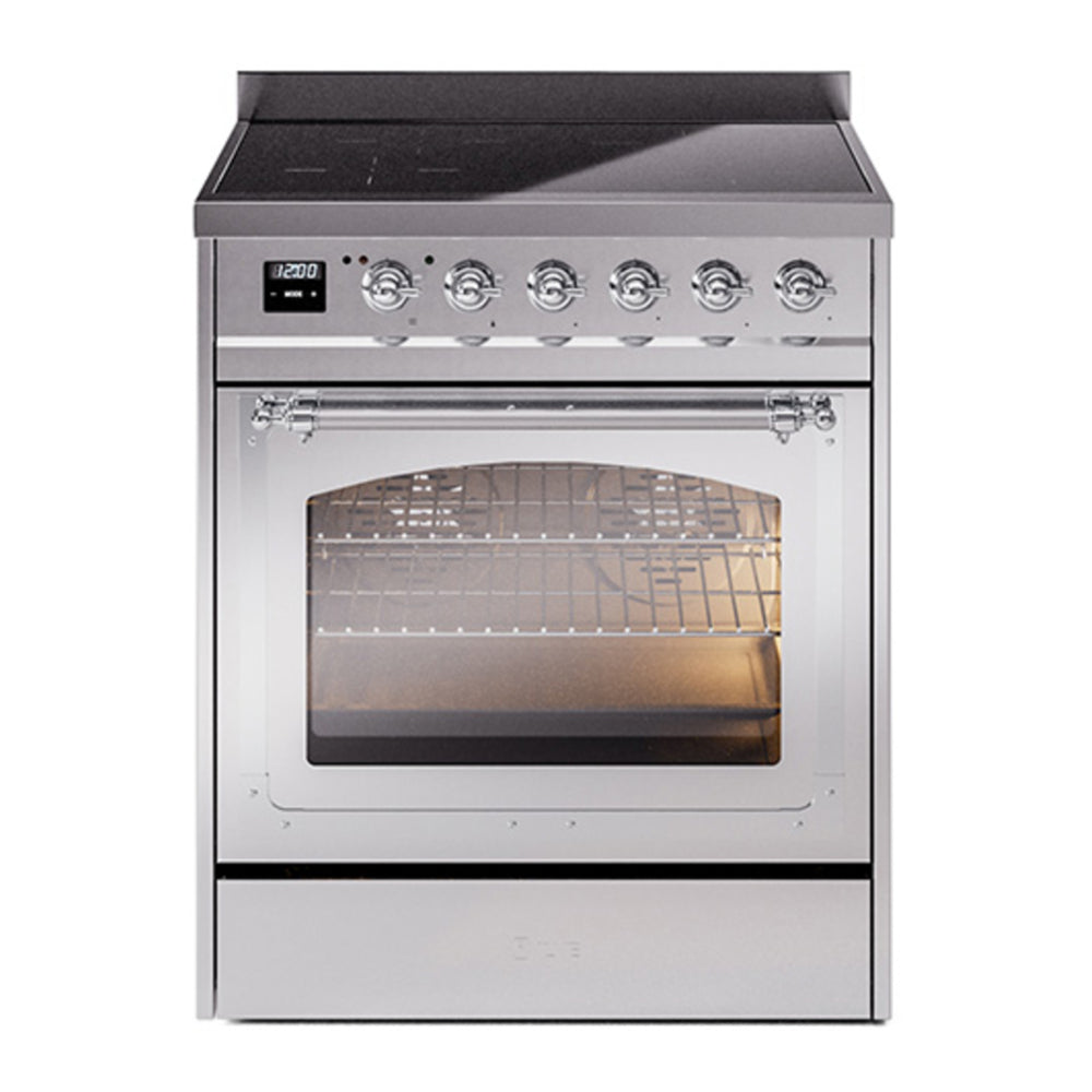 ILVE Nostalgie II Noblesse 30" Stainless Steel Induction Range with 4 Elements Triple Glass Door