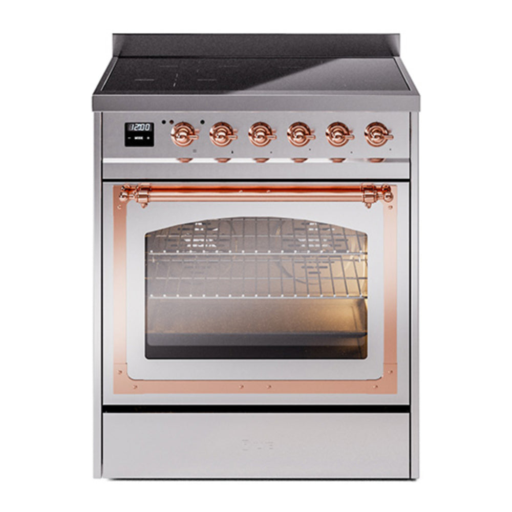 ILVE Nostalgie II Noblesse 30" Stainless Steel Induction Range with 4 Elements Triple Glass Door