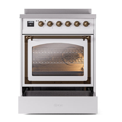 ILVE Nostalgie II Noblesse 30" White Induction Range with 4 Elements Triple Glass Door