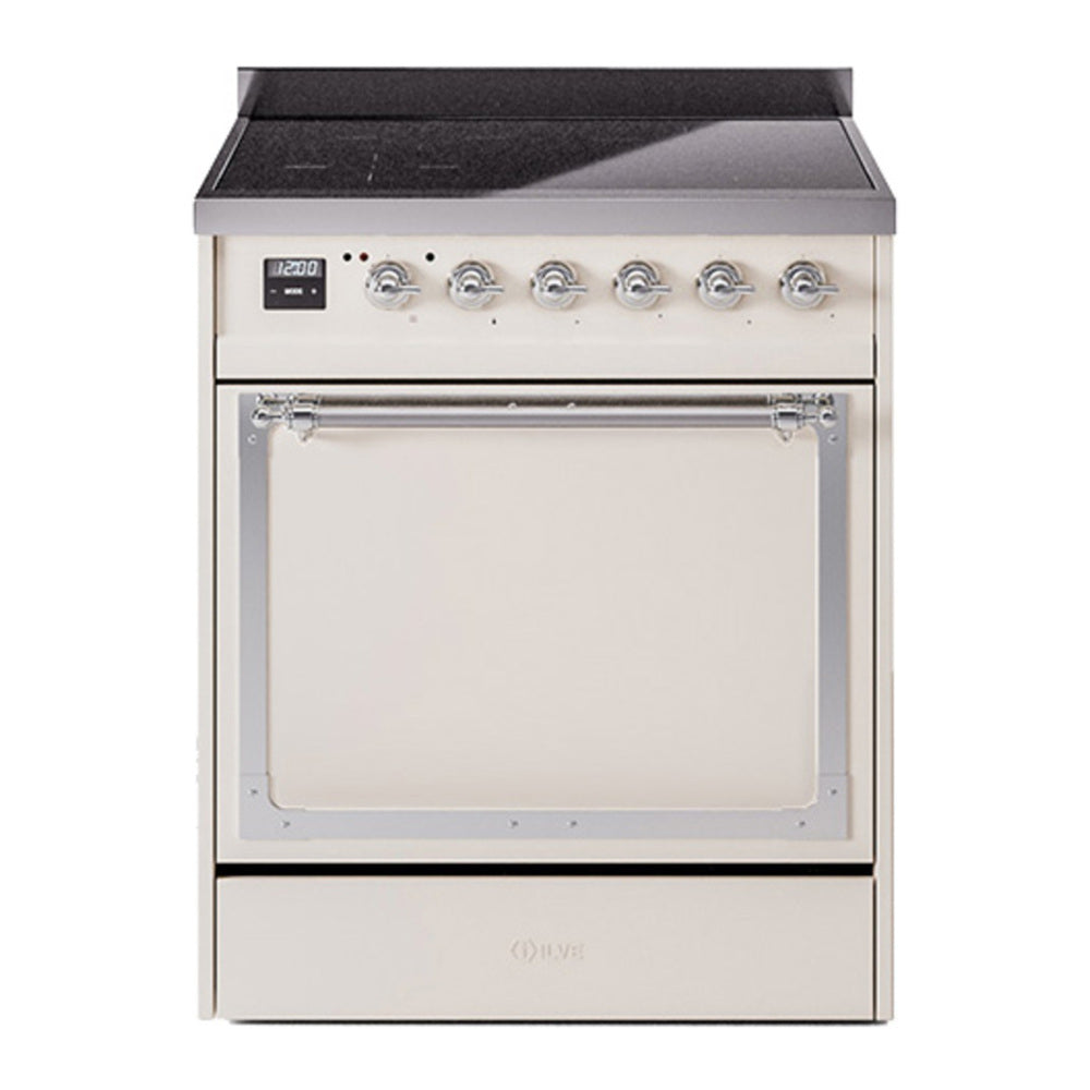 ILVE Nostalgie II Noblesse 30" Antique White Induction Range with 4 Elements Solid Door
