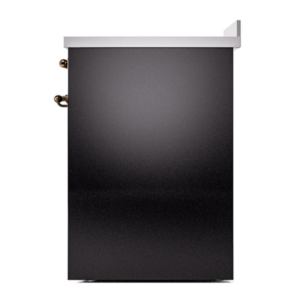 ILVE Nostalgie II Noblesse 30" Glossy Black Induction Range with 4 Elements Solid Door