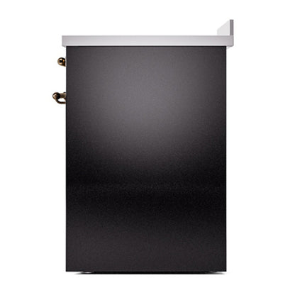 ILVE Nostalgie II Noblesse 30" Glossy Black Induction Range with 4 Elements Solid Door