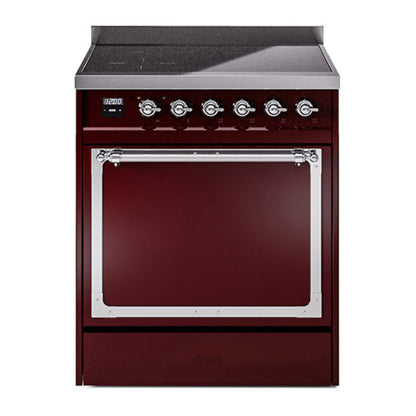 ILVE Nostalgie II Noblesse 30" Burgundy Induction Range with 4 Elements Solid Door