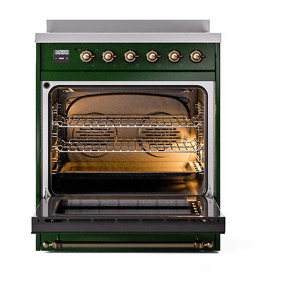 ILVE Nostalgie II Noblesse 30" Emerald Green Induction Range with 4 Elements Solid Door