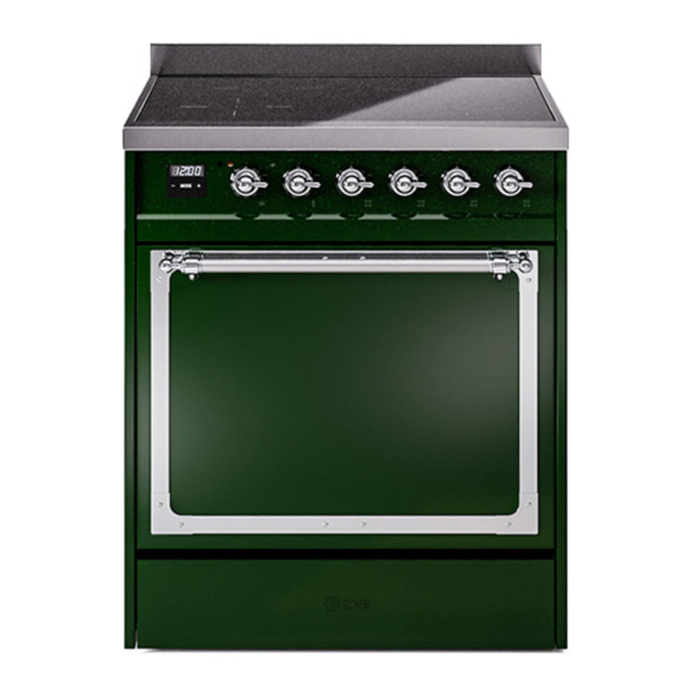 ILVE Nostalgie II Noblesse 30" Emerald Green Induction Range with 4 Elements Solid Door
