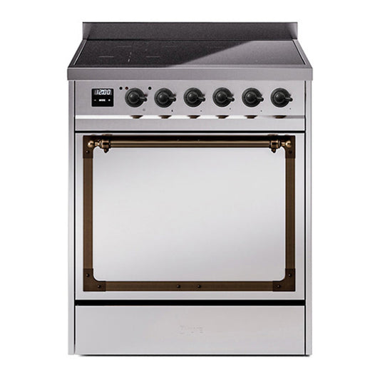 ILVE Nostalgie II Noblesse 30" Stainless Steel Induction Range with 4 Elements Solid Door