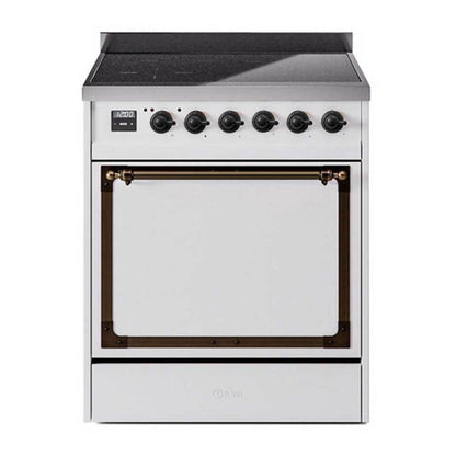 ILVE Nostalgie II Noblesse 30" White Induction Range with 4 Elements Solid Door